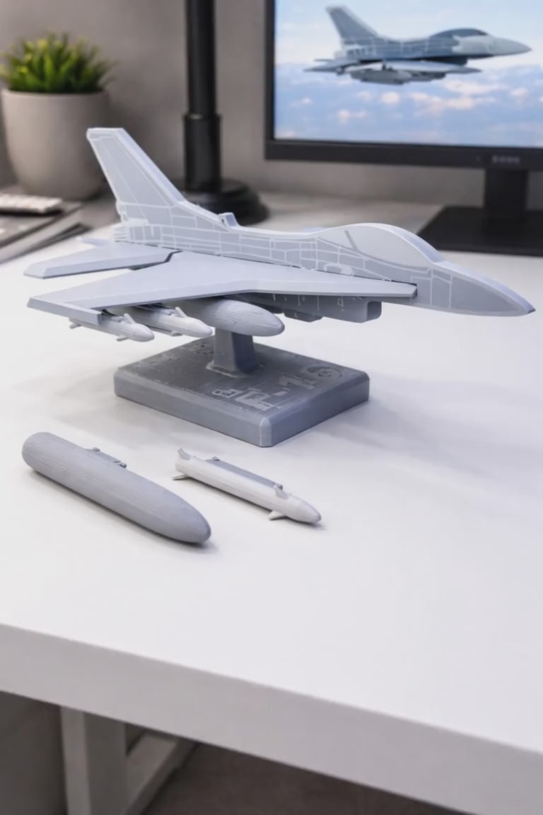 F-16 Fighting Falcon 3D Printed Fighter Jet Model – Military Aircraft Desk Decor