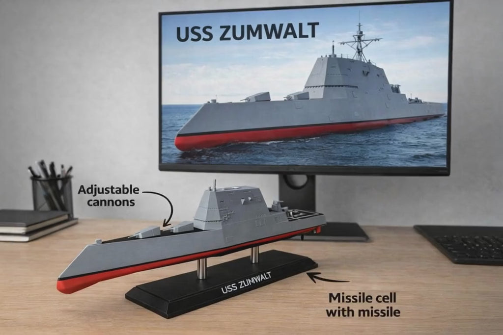 USS Zumwalt DDG-1000 3D Printed Destroyer Display Model – Modern Navy Warship Desk Decor