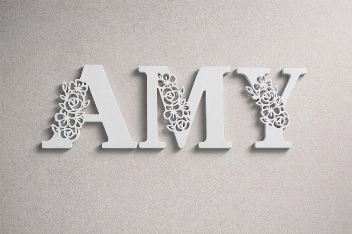 Floral Letter Wall Decor Floral Letter Wall Decor – 3D Printed Monogram Letter – Custom Initial Decor – Minimalist Name Letter – Shelf & Wall Decoration
