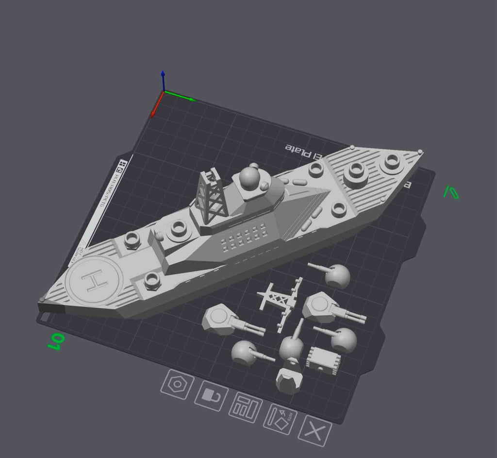 Sea Serpent 3D Printed Warship Display Model – Rotating Turrets Naval Ship Decor