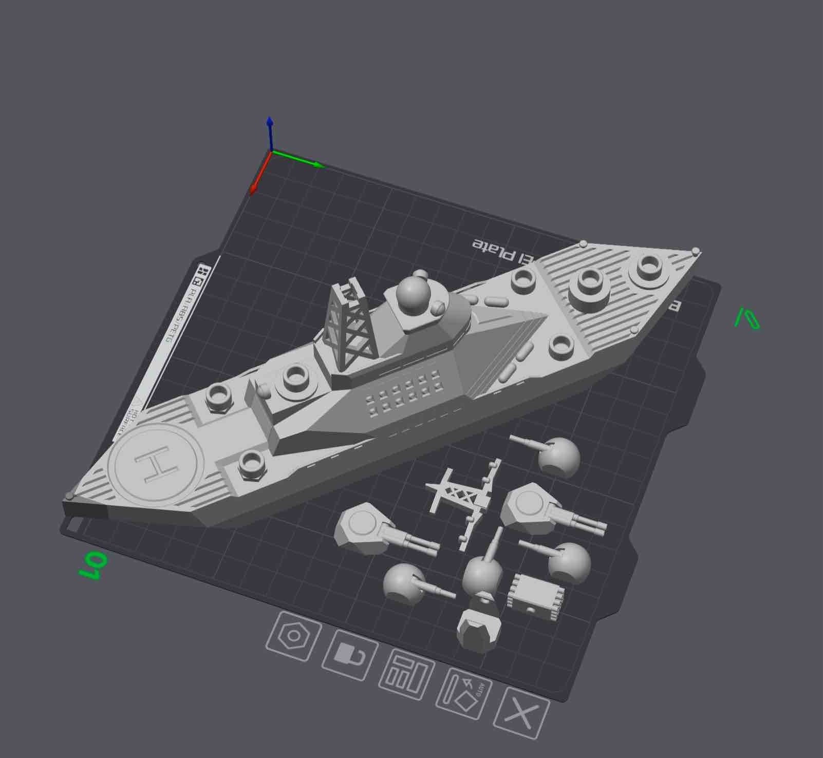 Sea Serpent 3D Printed Warship Display Model – Rotating Turrets Naval Ship Decor