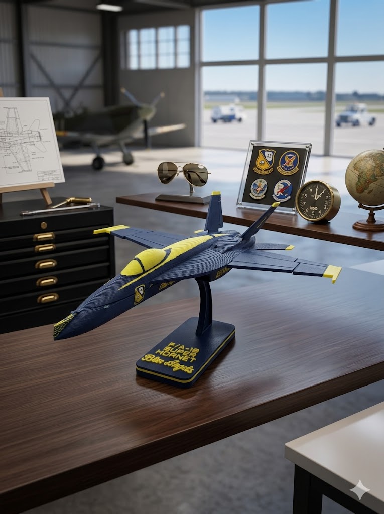 Blue Angels F/A-18 Super Hornet 3D Printed Aircraft Model Kit – Navy Demonstration Jet Edition