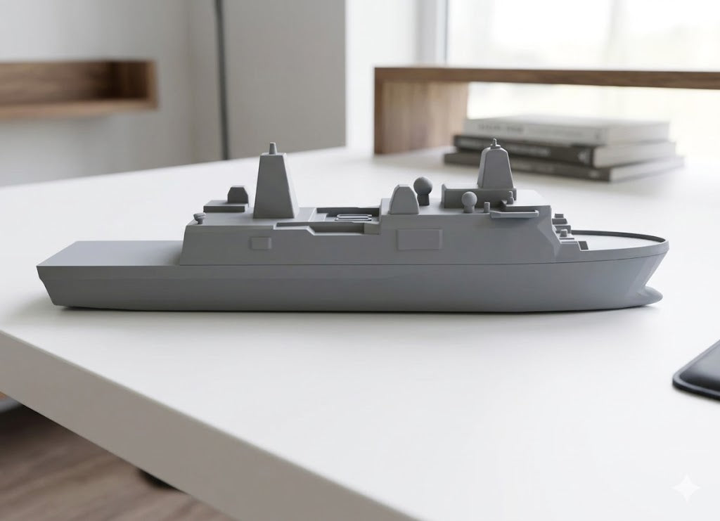 USS San Antonio Class Amphibious Transport Dock 3D Printed Display Ship – Naval Desk Decor