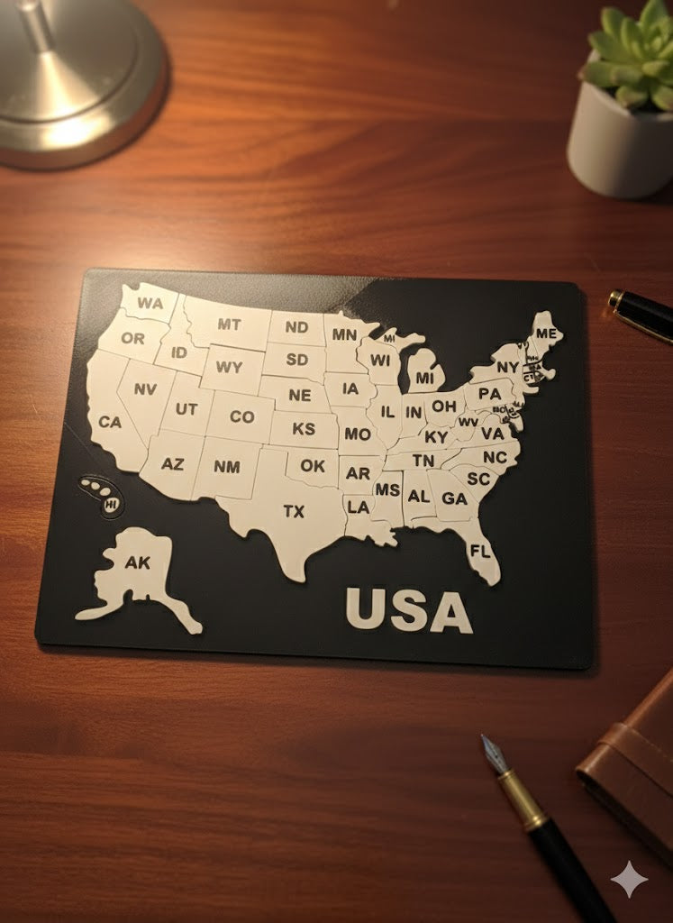 USA 50 State Puzzle Map USA 50 State Puzzle Map – 3D Printed Educational Geography Puzzle – United States Learning Board – Travel & Homeschool Activity