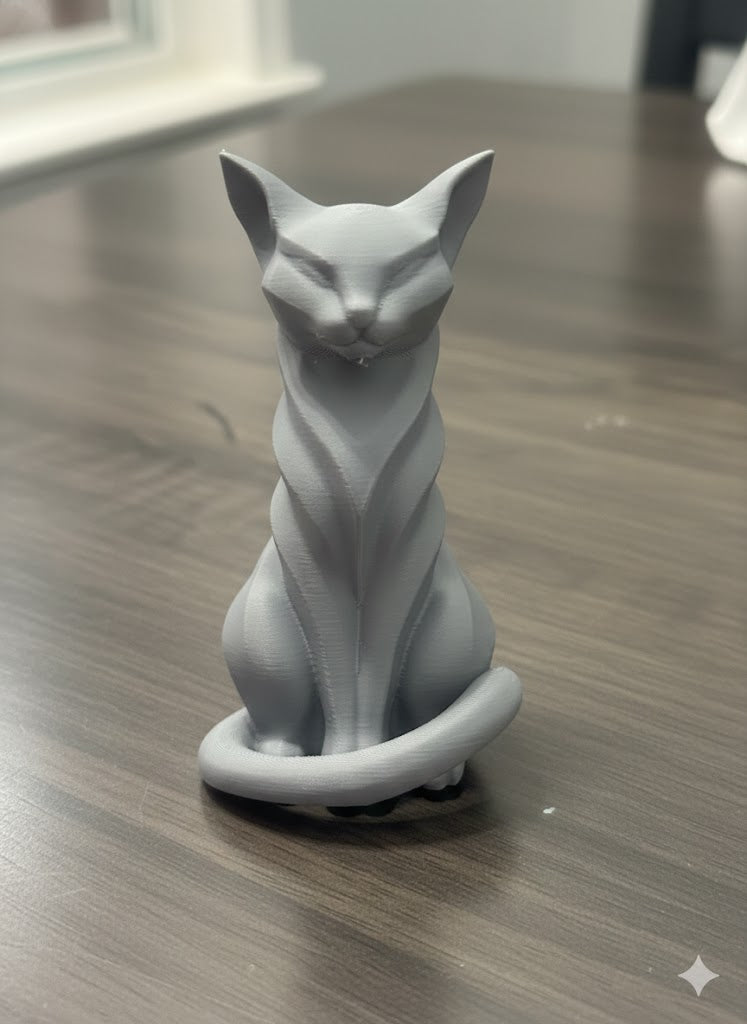 Modern Minimalist Cat Statue Modern Minimalist Cat Statue – 3D Printed Cat Decor – Elegant Desk Sculpture – Cute Cat Figure – Home Office Shelf Decor