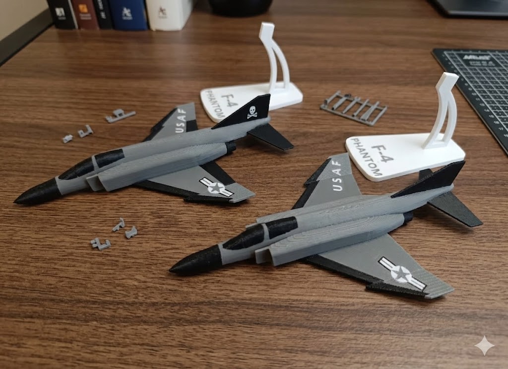 F-4 Phantom II USAF 3D Printed Aircraft Model – Loose Piece Fighter Jet Display