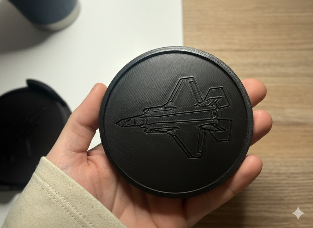 Fighter Jet Coaster Set Fighter Jet Coaster Set – 3D Printed Aviation Drink Coasters – Military Aircraft Desk & Bar Decor – Airplane Coaster Holder Set