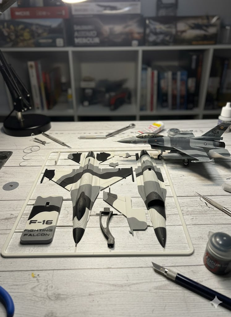 F-16 Fighting Falcon Camo 3D Printed Aircraft Model Kit – Tactical Fighter Jet Edition