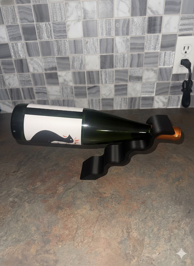 Modern Wine Bottle Holder Modern Wine Bottle Holder – 3D Printed Wine Rack – Minimalist Bottle Display Stand – Kitchen Counter Wine Decor