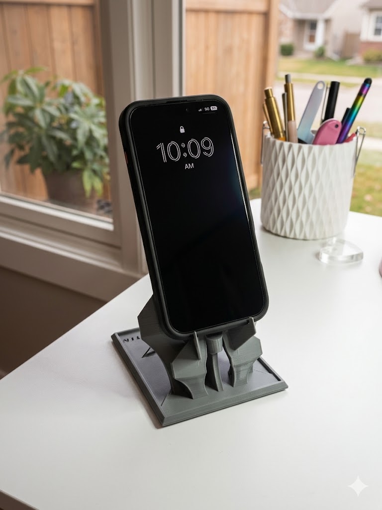 Fighter Jet Phone Stand – 3D Printed Aviation Desk Dock – Aircraft Phone Holder