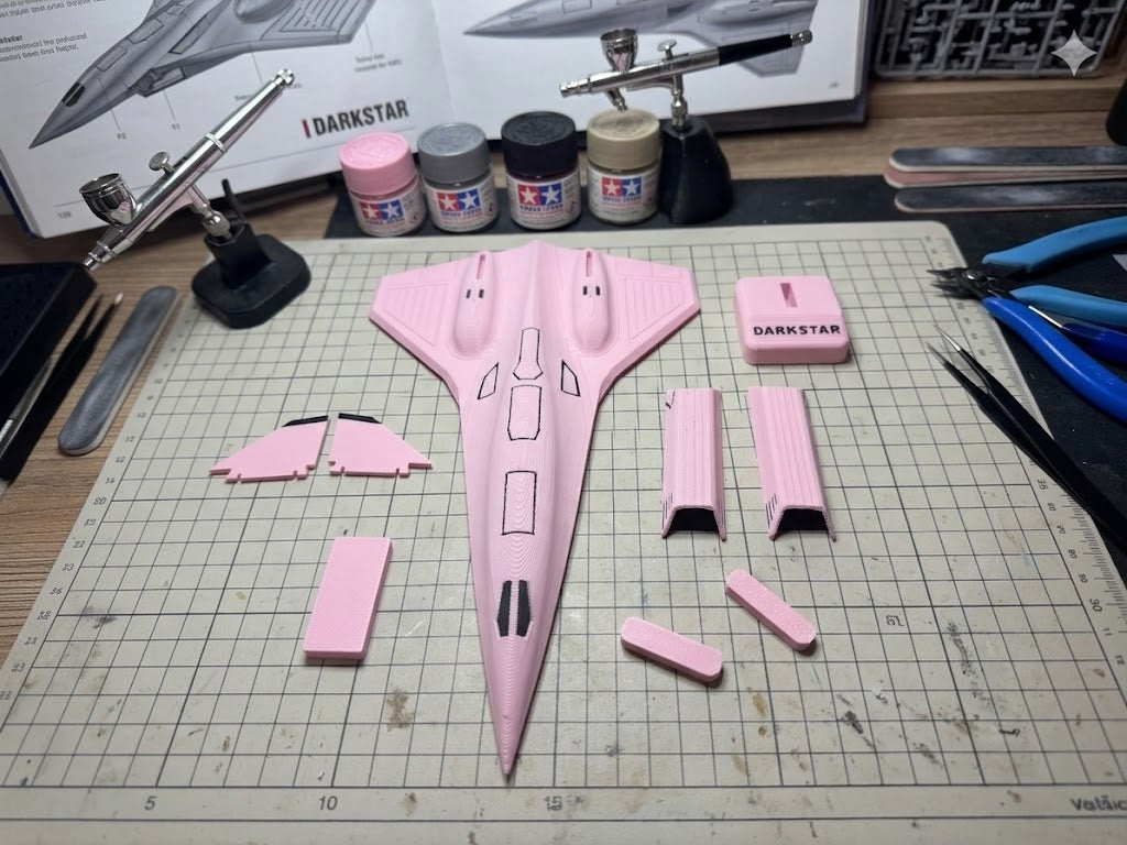 Pink Darkstar SR-72 Model Kit Card – 3D Printed Hypersonic Jet – Cute Pink Aviation Decor – DIY Snap Together Aircraft Model – Desk Display Gift – Future Fighter Jet Model