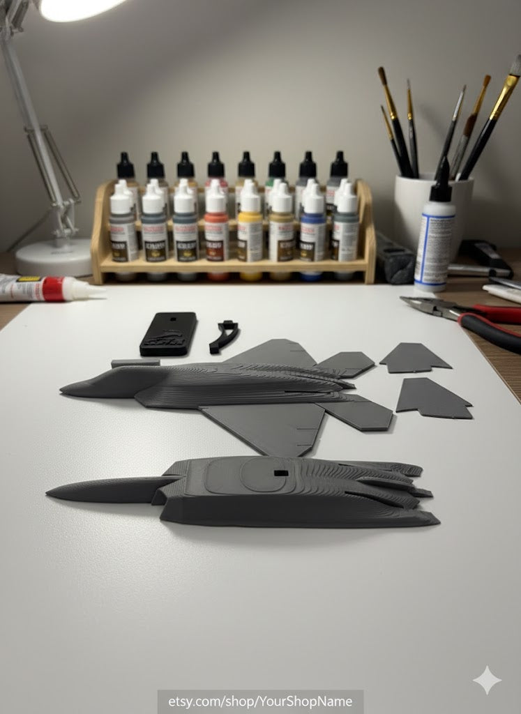 F-22 Raptor 3D Printed Model Kit F-22 Raptor 3D Printed Model Kit – Stealth Fighter Jet Display – Military Aircraft DIY Build – Aviation Desk Decor – Fighter Jet Model