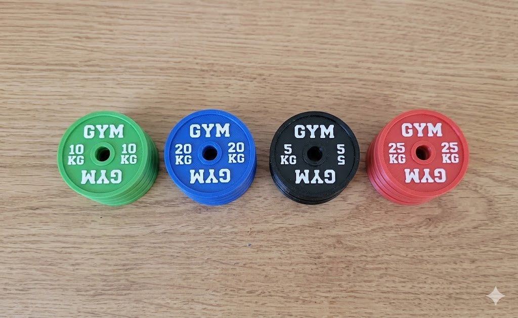 Mini Barbell & Weight Plate Set – Gym Desk Decor – 3D Printed Fitness Display