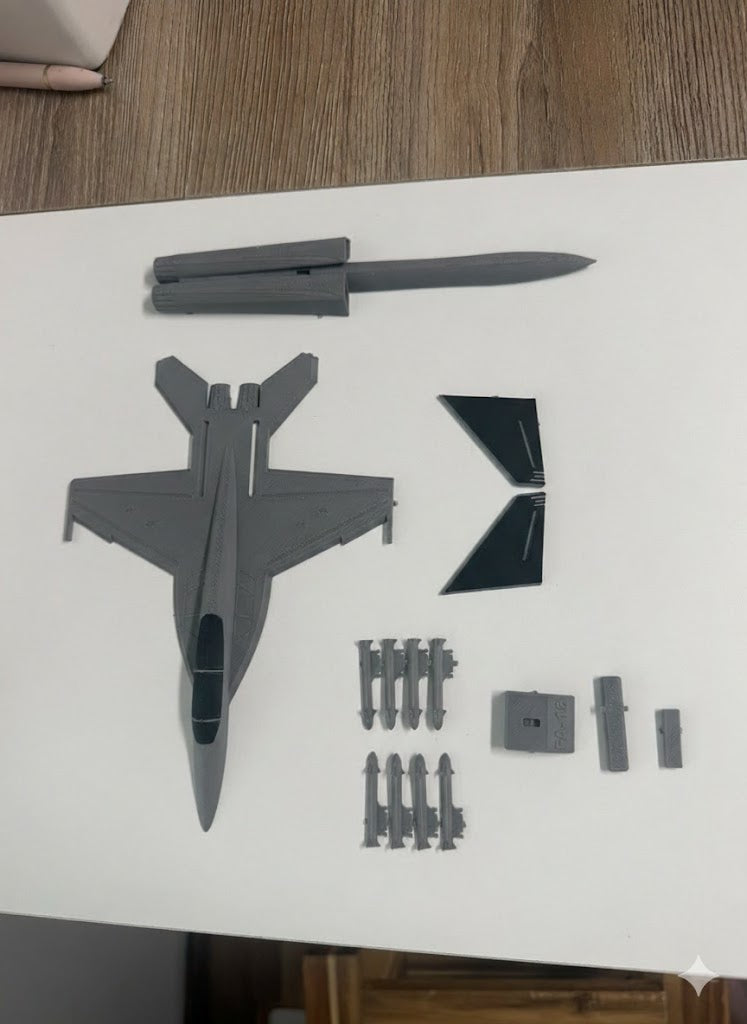 F/A-18 Fighter Jet 3D Printed Model Kit F/A-18 Fighter Jet 3D Printed Model Kit – Military Aircraft Desk Decor – Modern Aviation Display – Fighter Jet Model – Aviation Gift
