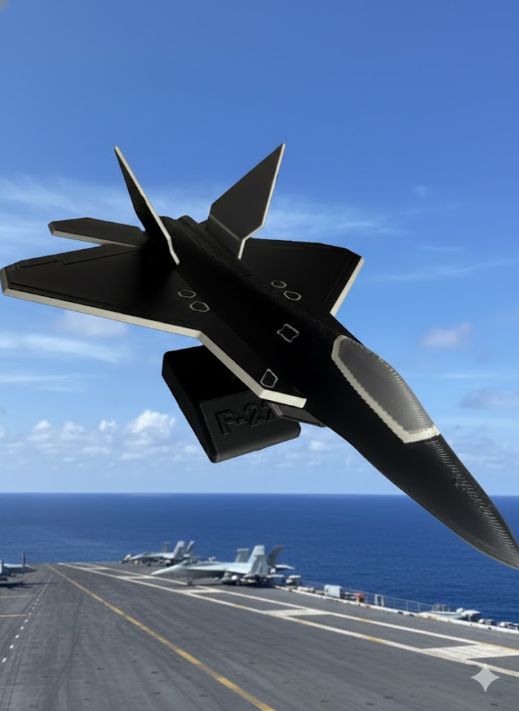 F-22 Raptor Stealth Fighter 3D Printed Aircraft Model Kit – Black & Gray Edition
