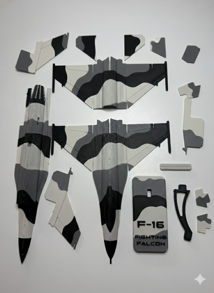 F-16 Fighting Falcon Camo 3D Printed Aircraft Model Kit – Tactical Fighter Jet Edition