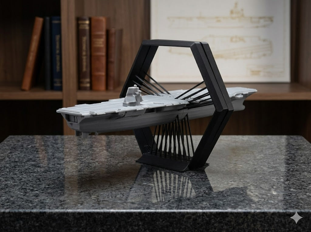 Sci-Fi Aircraft Carrier 3D Printed Model Kit Sci-Fi Aircraft Carrier 3D Printed Model Kit – Futuristic Space Navy Display – Mini Jet Aircraft Included – DIY Military Carrier Build