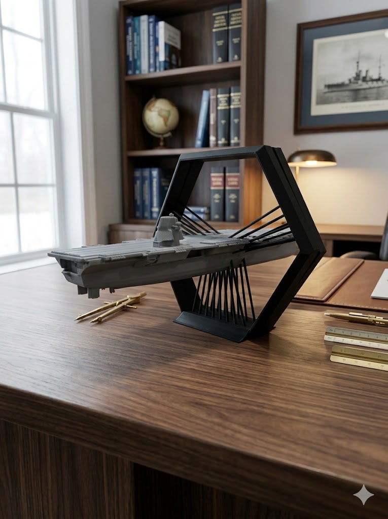 Sci-Fi Aircraft Carrier 3D Printed Model Kit Sci-Fi Aircraft Carrier 3D Printed Model Kit – Futuristic Space Navy Display – Mini Jet Aircraft Included – DIY Military Carrier Build