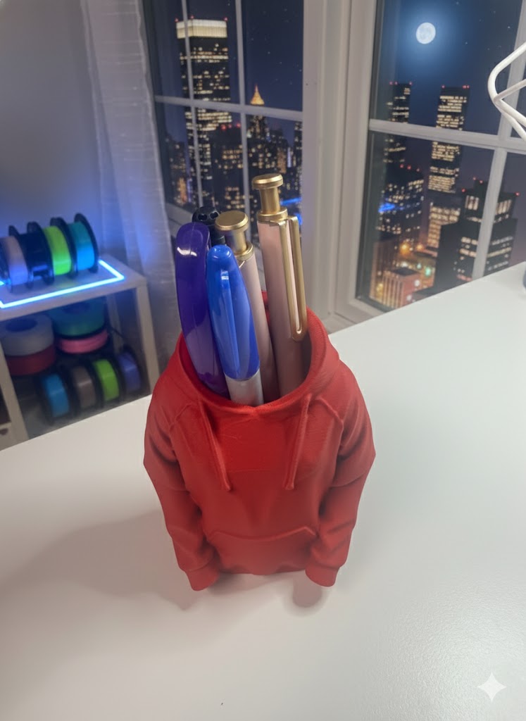 Hoodie Pen Holder Desk Organizer Hoodie Pen Holder Desk Organizer – 3D Printed Hoodie Supply Cup – Cute Desk Accessory – Office & School Organizer