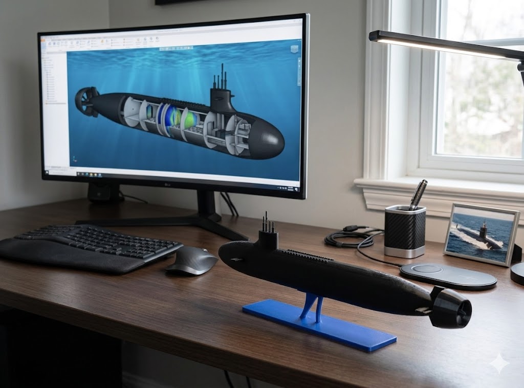 USS Seawolf Submarine 3D Printed Display Model – Military Naval Desk Display