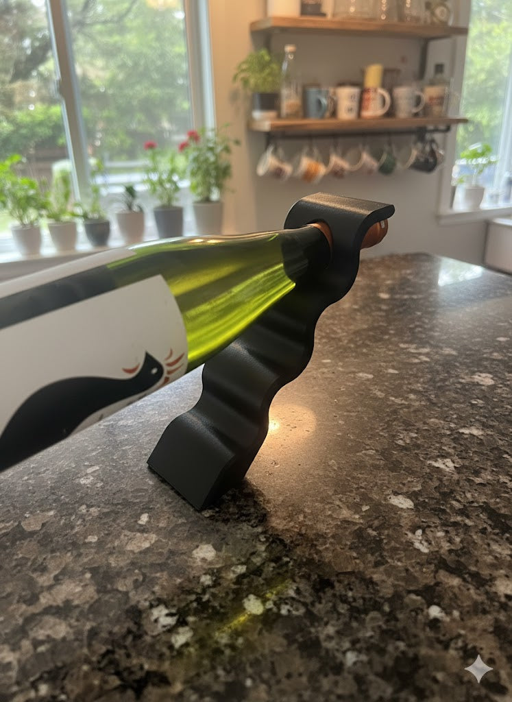 Modern Wine Bottle Holder Modern Wine Bottle Holder – 3D Printed Wine Rack – Minimalist Bottle Display Stand – Kitchen Counter Wine Decor