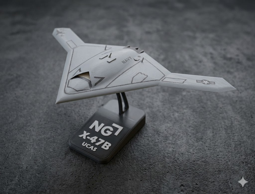 NG-X-47B UCAS 3D Printed Display Model – Stealth Drone Desk Decor Aircraft Stand