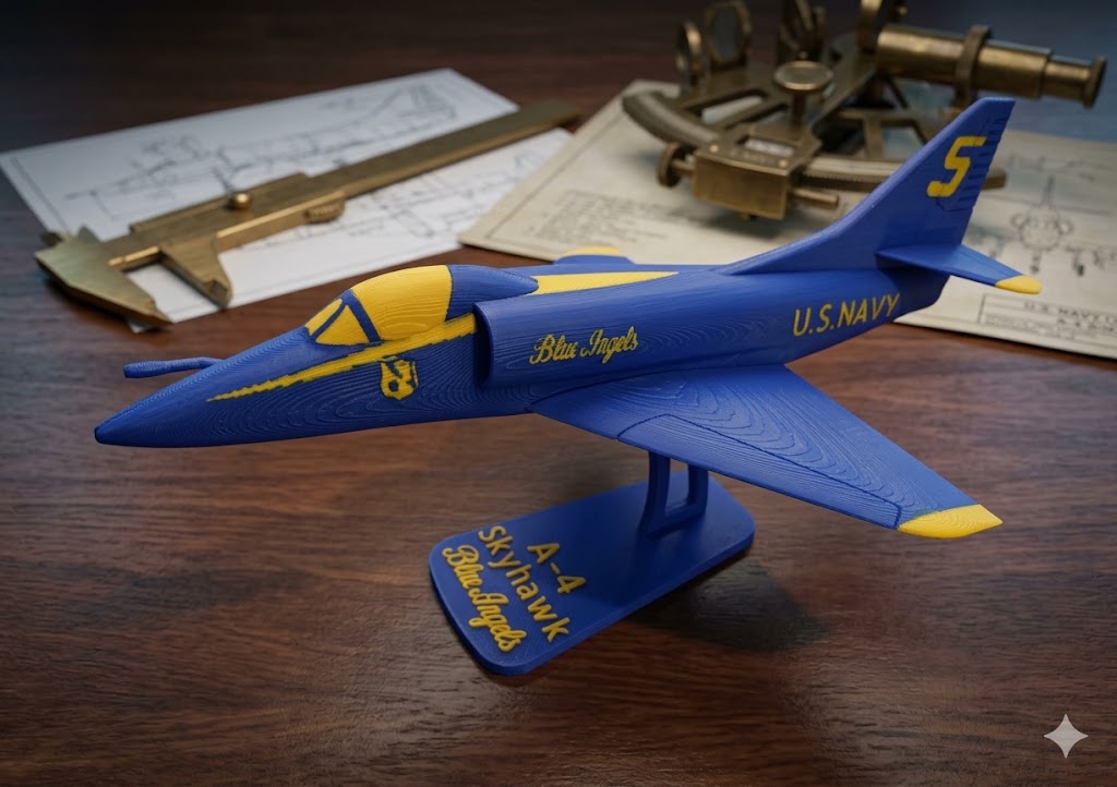 A-4 Skyhawk Blue Angels 3D Printed Aircraft Model – Loose Piece Display Jet Desk Decor