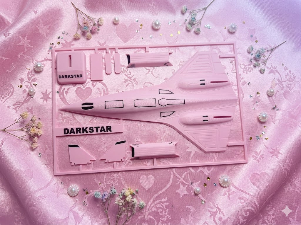 Pink Darkstar SR-72 Model Kit Card – 3D Printed Hypersonic Jet – Cute Pink Aviation Decor – DIY Snap Together Aircraft Model – Desk Display Gift – Future Fighter Jet Model