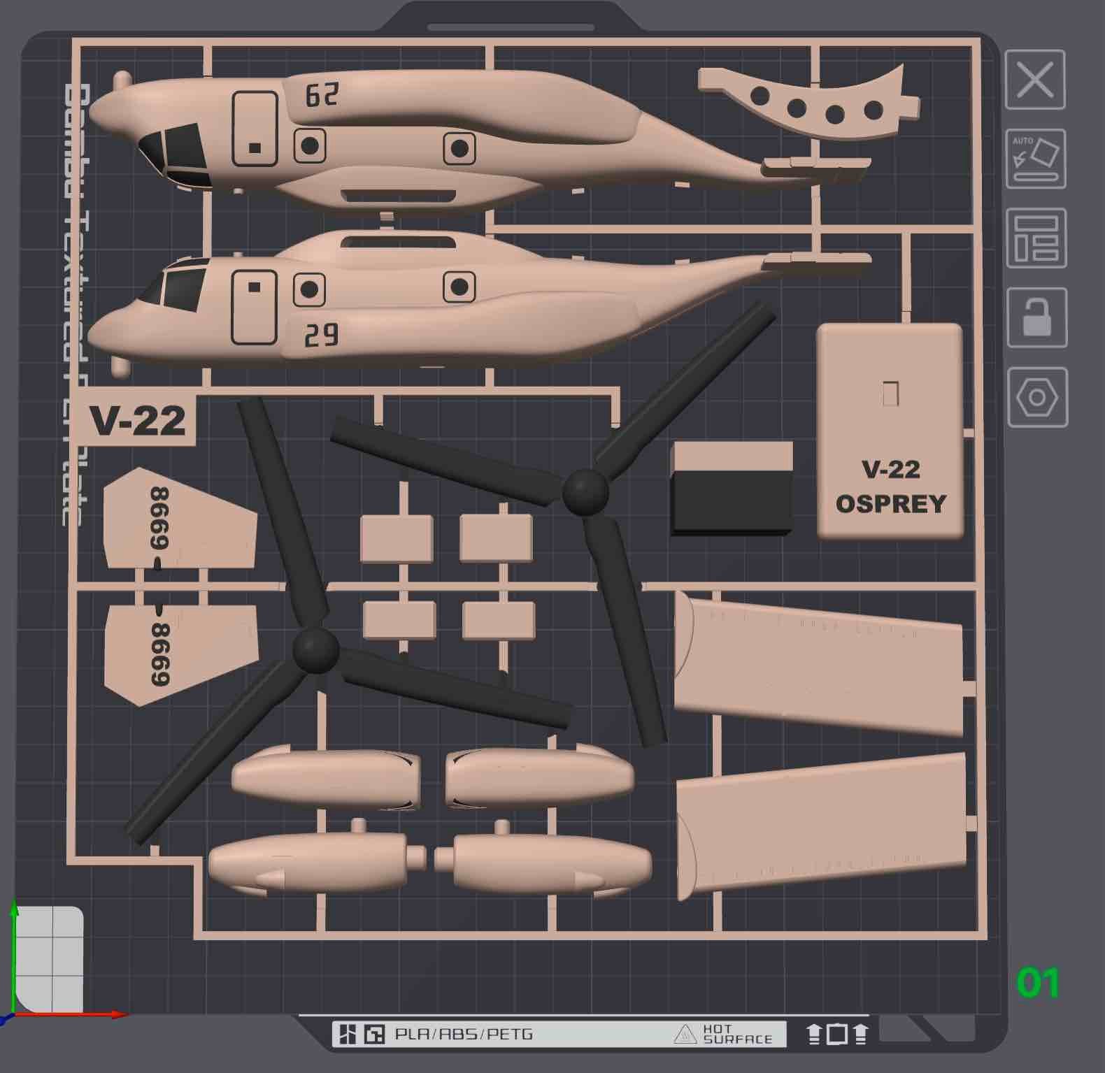 V-22 Osprey 3D Printed Aircraft Model Kit – Military Tiltrotor Aircraft